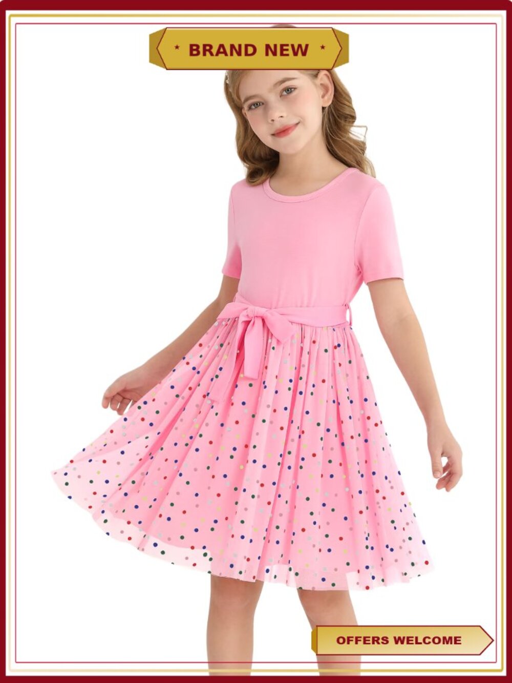 Girls Tutu Dress Short Sleeve Tulle Dress for Party Birthday Princess